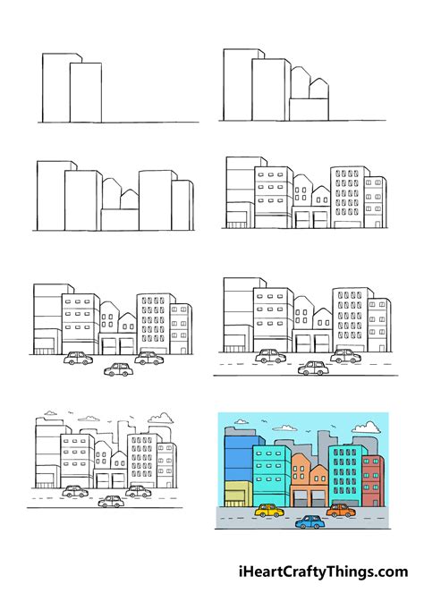 easy drawing of city|How To Draw A City Step By Step .